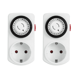 Mechanische Zeitschaltuhr Steckdose, G-Homa 2er Set 24-Stunden-Programm Analoge Zeitschalt-Steckdose für Innenbereich, Täglicher EIN-/Aus-Zyklus, für Lichter, Lampen, 30 min Schaltintervall Timer 2 PACK