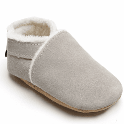 IceUnicorn Krabbelschuhe Baby Winter Krabbelschuhe Gefüttert Plüsch Hausschuhe Baby Lauflernschuhe Warm Weiche Leder Babyschuhe 6-12 Monate Nr Grau