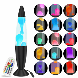 AONESY Lavalampe Led Lavalampe mit Fernbedienung 17 Farben ändern sich Lavalampen Weißes Wasser Weißes Wachs Lavalampe Nachtlicht Geschenk für Weihnachten Geburtstag Valentinstag Schwarz 34cm