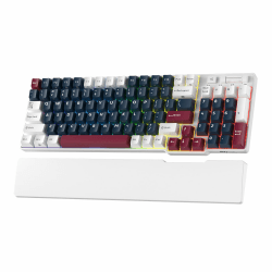 RK ROYAL KLUDGE RK96 RGB Limited Ed, 90% 96 Tasten Kabellose Tri-Modus BT5.0/2.4G/USB-C Hot-Swap-fähige Mechanische Tastatur mit Handballenauflage, Software-Unterstützung, Lineare Schalter, QWERTY Linearer Chromgrün Schalter Blaues Feuer