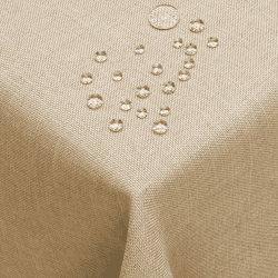 DecoHomeTextil Leinen Optik Farbe Größe wählbar - Eckig 110 x 180 BZW.180x110 BZW. 110x180 cm Beige Sand mit Lotus Effekt Tischdecke mit Fleckschutz Beige Sand TD Eckig Eckig 110 x 180 cm Beige Sand