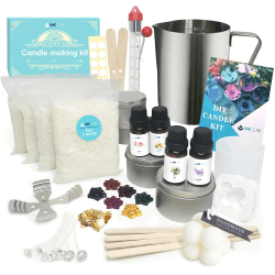 INK LAB Kerzen Selber Machen Set DIY Kerzenherstellung Set mit Sojawachs Duftöl Farbstoffen Schmelztopf Kerzendosen Kerzen DIY Set für Erwachsene Anfänger Komplettset