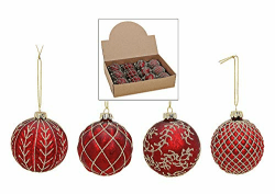 MC-Trend 12er Set edle Luxus Glas Weihnachtskugeln Ø 8cm Weihnachtsbaum Kugeln Christbaumkugeln Weihnachts Deko (ROT Gold)