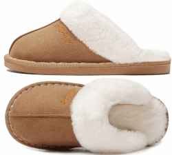 Donpapa Hausschuhe Damen Herren Winter Warme Plüsch with Memory Foam Faux Lammfell Pantoffeln Flauschige Rutschfeste Slippers Indoor Outdoor 38.5/40 EU Chestnut