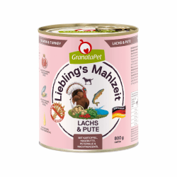 GranataPet Liebling's Mahlzeit Lachs & Pute, Nassfutter für Hunde, Hundefutter ohne Getreide & ohne Zuckerzusätze, Alleinfuttermittel, 6 x 800 g Lachs & Pute 800 g (6er Pack)