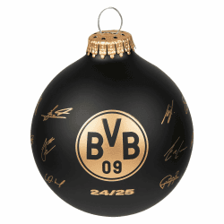 Borussia Dortmund Unisex – Erwachsene BVB Unterschriften 24/25 Christbaumkugel, schwarz, One Size