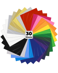 Ohuhu Plotterfolie Textil 30 Stück 30.5cm x 25.4cm Eisen auf Vinyl für Cricut Maker - Htv Vinyl Bündel 22 Farben leicht zu schneiden & Weed für DIY T-Shirt Kleidung Logo Hut Textilien 30 Stück - 22 Farben