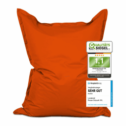 Lumaland Riesen-Sitzsack XXL 140x180 cm | Wasserfestes Indoor & Outdoor Liegekissen mit über 3 Mio. anpassungsfähigen EPS-Perlen | Bean Bag mit waschbarem Bezug [Orange] Indoor & Outdoor XXL orange