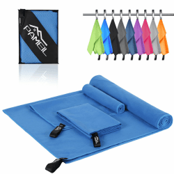 Pameil Mikrofaser Handtuch 3er Set (160x80cm Groß Badetuch +2 Stück 80x40cm Klein Handtuch), Reisehandtuch Schnelltrocknend Microfaser Handtücher für Fitness Sauna Blau