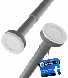 MEISENBERG Gardinenstange zum Klemmen 90-160cm - Duschstange ohne Bohren - Vorhangstange - Grau - Teleskopstange - 1Stück 90-160cm [1Stück] Grau