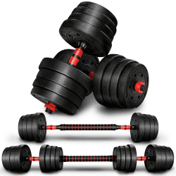 RE:SPORT 2 in 1 Hanteln Set 15-30kg | Hantelset verstellbar | Kurzhantel & Langhantel | Sternverschlüsse & Verbindungsrohr 30 kg