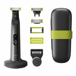 Philips OneBlade Pro 360 Face & Body – Elektrischer Bartschneider, Rasierer und Bodygroomer, 2x 360-Klingen, 1x Original-Klinge, 1x Kamm mit 14 Längen, 2x Körperaufsätze & Reiseetui, QP6651/35