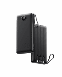VRURC Powerbank 20000mAh mit Kabel USB C Power Bank Schnelles Aufladen 22.5W Tragbares Ladegerät Fast Charging mit LED Display Externer Handyakkus Kompatibel mit iPhone, Huawei, Samsung usw Schwarz