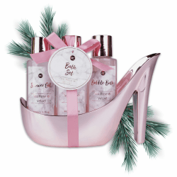 Accentra – Badeset Frauen Geschenkset MARBLE in High Heel – 3-teiliges Pflegeset mit Duschgel, Schaumbad & Bodylotion – Wellness Geschenk Set zum Geburtstag, Valentinstag & Weihnachten (Rosa) rosa Single