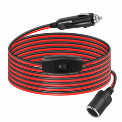 GELRHONR 2M Zigarettenanzünder-Verlängerungskabel, 12V Auto Zigarettenanzünder Stecker auf Buchse 16AWG Heavy Duty Kabel mit ON Off Schalter, 15A Sicherung, für Reifenpumpe, Luftkompressor