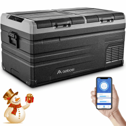AAOBOSI Kompressor Kühlbox 90 L, Auto Kühlbox mit Zwei Zonen und APP WIFI, 12/24 V DC und 100-240 V AC Kühlbox für Auto, Lkw, Boot, Reisemobil, Camping 90L