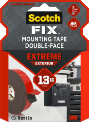Scotch-Fix Extreme Außenmontageband PT1100-1950-P, 19 mm x 5 m, 1 Rolle/Packung (Verpackung kann abweichen) 19mm x 5m Extra stark