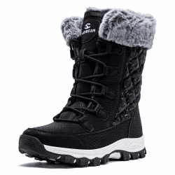 HOBIBEAR Damen Schneestiefel Warm Gefütterte Anti-Rutsch Wasserdicht Outdoor Winterstiefel Schwarz 40 EU