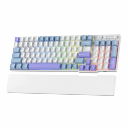 RK ROYAL KLUDGE RK96 RGB Limited Ed, 90% 96 Tasten Kabellose Tri-Modus BT5.0/2.4G/USB-C Hot-Swap-fähige Mechanische Tastatur mit Handballenauflage, Software-Unterstützung, Taktile Schalter, QWERTY Hellgrüner Schalter Taro-Milchweiß