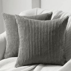 Topfinel Kissenbezug 50x50 dunkle grau Kordsamt 2er Set gestreiftes Muster Kissenbezüge Kissenhülle Dekokissen Sofakissen Couchkissen Dekokissen Deko Kissenhüllen Wohnzimmer Schlafzimmer 50 x 50 cm, 2 Stück Dunkelgrau