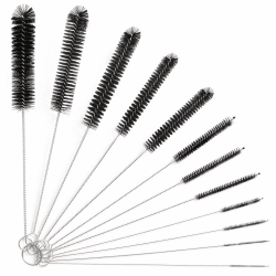 Vicloon Reinigungsbürsten, 12 Stück 21 cm Lange Bürsten, Flasche Reinigungsbürsten Milchschlauchbürste Nylon Schlauchbürste Set für Teekanne Düse, Espresso Machines, Trinken Strohhalme - Schwarz