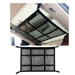 Gepäcknetz Auto,Doppelschicht Gepäcknetz Wohnmobil,Universal Autodach Gepäcknetz Decke mit Reißverschlusstaschen,Netztasche Auto für SUVs, Jeeps,Vans (Schwarz90*65)
