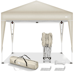 tillvex Pavillon 3x3m wasserdicht | Pop-Up Faltpavillon höhenverstellbar | Gartenzelt UV Schutz 50+ | Partyzelt mit Tasche für Garten (Beige) 3x3m Beige