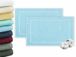ZOLLNER 2er Set Badevorlagen in 50x70 cm - saugstarke und weiche Badematten in hellblau - angenehmer Massageeffekt - waschbar bis 60°C - für Fußbodenheizung geeignet - Baumwolle - Hotelqualität 2x Badematten Hellblau