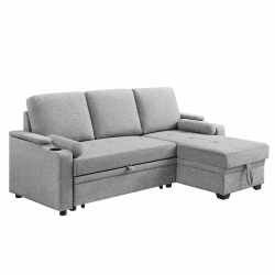 VASAGLE Sofa L Form, Schlafsofa, Couch, Bettsofa mit Stauraum, Getränkehalter, Schlaffunktion, modern, für Wohnzimmer, Schlafzimmer, hellgrau LCS801M01V1 Hellgrau Bettsofa mit Stauraum