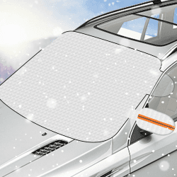 Frontscheibenabdeckung Winter, Ultra-Dick Windschutzscheibenabdeckung mit 9 Magnet, 4Schicht Schutz Scheibenabdeckung Auto Winter für Auto Schnee, Staub, Frost, Hagelschutz, Spiegel Schutz 113×145CM