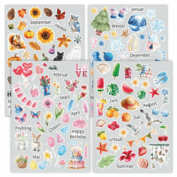 younikat Aufkleber-Set I Jahreszeiten I über 170 Sticker Motive I bunt I dv_1422 Aquarell Jahreszeiten