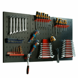 CCLIFE Werkzeugwand Lochwand Inkl. 35-Teiligem Metall Werkzeuglochwand Dreiteilig 120 x 60 x 2 cm Erweiterbar Zubehör Wandregal Werkzeugaufbewahrung Schwarz 3tlg