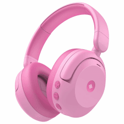 iClever Aktive Geräuschunterdrückung Bluetooth Kopfhörer Kinder, 60H Spielzeit, 80dBA Sichere Lautstärke, Bequeme Passform, Bluetooth5.4, Preisgekrönte Kinder Kopfhörer AUX Kabel für Flugreisen Rosa