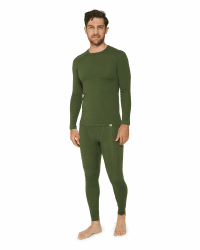 DANISH ENDURANCE Merino Thermounterwäsche Herren, Premium Skiunterwäsche Herren, Funktionsunterwäsche Set, Warm & Atmungsaktiv, Merino Unterwäsche Herren XL Grün