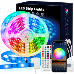 VKH LED Strip 20m, LED Streifen Bluetooth RGB LED Band 20m Selbstklebend mit Fernbedienung und APP, LED Lichterkette für Zimmer Gaming Party (2 * 10m) Rgb 20m