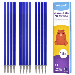 Willingood 12x Radierbarer Ersatzminen Blau - Kompatibel Mit Legami - Einfach zu radieren - Stiftspitze 0,7mm,Höhe 13 cm Blau 12 Stück