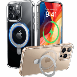 CASEKOO Speziell für iPhone 16 Pro Hülle mit MagSafe & Unsichtbarer Ständer [Militärschutz] [Vergilbungsfrei] Clear Case Dünn Griffig Handyhülle Stoßfest Kratzfest Schutzhülle Cover Transparent für iPhone 16 Pro 6,3'' Durchsichtig