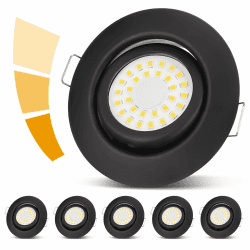 cloksh LED Einbaustrahler 230V Flach Dimmbar Schwarz LED Spots 3 stufe Dimmbar 6W IP44 Bad Einbauleuchten Deckenspots,Warmweiß 3000K Schwenkbar Einbauspots für Badezimmer Küche Wohnzimmer,6er Set Schwarz,6w Warmweiß 3000k 6er Set