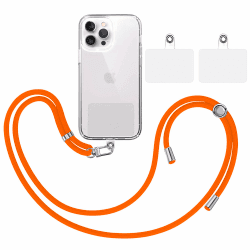 TBOC Band Handykette Schlüsselband Kette Handyschnur [Orange] + 2 Zusätzliche Befestigungspatches Aufhängen Nacken Universal Handy - Pad Handyband Patch Karabiner Hülle Handyhülle Lanyard