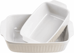 MÄSER 931137 Serie Kitchen Time, Auflaufformen rechteckig im 2er Set, eckige Ofenformen, ideal auch für Lasagne, kratz- und schnittfest, Keramik, 33 x 24 x 8 cm / 25,5 x 16 x 7 cm, Grau Auflaufform eckig 2er-Set Grau