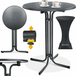 KESSER® Gastro Stehtisch klappbar Bistrotisch | Pulverbeschichtete Edelstahlplatte | höhenverstellbare Füße | Partytisch Tisch Ø 70cm | In- & Outdoor | Empfangstisch | Klapptisch inkl. Husse Schwarz Ø 70 cm 1er Set Schwarz