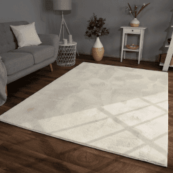 TT Home Wohnzimmer Teppich Hochflor Langflor Kunstfell Weich Modern Unifarben Flauschig, Farbe: Creme, Größe:80x300 cm 80 x 300 cm Creme