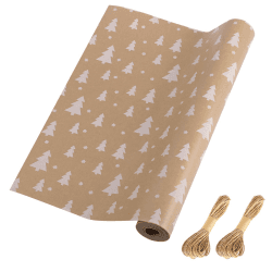 HBell Weihnachten Geschenkpapier Rolle,43cm x 15m Weihnachten Kraft Geschenkpapier,Kraft Schneeflocke Geschenkpapier,Perfekt für Weihnachten Neujahr Festival Party Dekorationen Xmas Tree