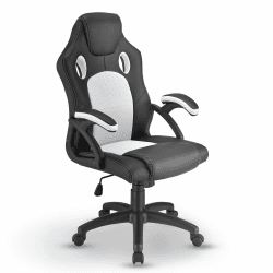 Juskys Racing Schreibtischstuhl Montreal ergonomisch höhenverstellbar & gepolstert 120 kg belastbar Bürostuhl Drehstuhl PC Gaming Stuhl - weiß Weiß 111 cm