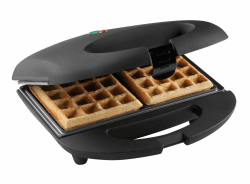 Bestron Brüsseler Waffeleisen im Retro Design, Waffelmaker für 2 belgische Waffeln, mit Antihaftbeschichtung & Backampel, 700 W, Farbe: Matt Schwarz, Mattschwarz