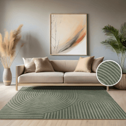 Paco Home Teppich In- & Outdoor, Moderne abstrakte Boho Designs mit 3D Struktur, robust & wetterfest, ideal für Terrasse Wohnzimmer & Küche, Grösse:240x340 cm, Farbe:Grün 3 240 x 340 cm (Rechteckig) Grün 3