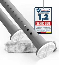MEISENBERG Duschvorhangstange ohne Bohren 160-210cm, Ø32mm Grau Klemmbare belastbare Gardinenstange Ausziehbar - Vorhangstange, Teleskopstange - für ihre Gardinen, Balkon und Dusche 160 x 210 cm Grau