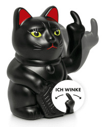 ANGRY CAT - Winkekatze Lucky CAT - Lustige winkende Katze - japanische Winkkatze mit Stinkefinger - Dekoartikel Wackelfigur Katze - Winke-Arm mit Mittelfinger - 15cm – SCHWARZ-MATT Black Stinkefinger Cat Angebot bei HelloDeals