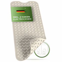 SilverRack Badewannenmatte 100x40 cm (Beige) - Antirutschmatte Badewanne BPA frei für Kinder und Babys - Duschmatte schimmelresistent & maschinenwaschbar - Badematte rutschfest 100 x 40 cm (Rechteckig) Beige