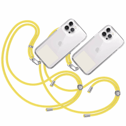 TBOC 2X Band Handykette Schlüsselband Kette Handyschnur [Gelb] Zum Aufhängen Nacken Umhängen Universal für Handy mit [Weiß Ice] Pad Handy band Patch Karabiner Handy Lanyard Schlüsselbänder